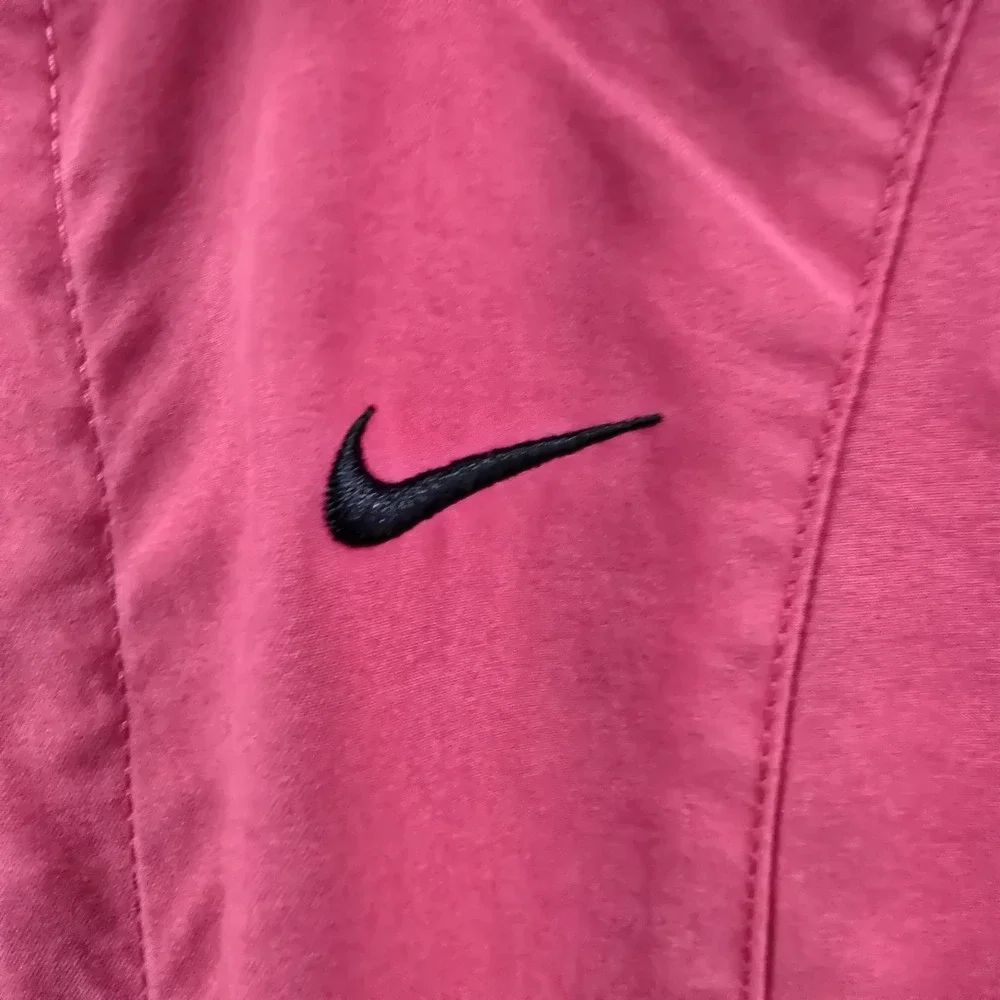 Nike Womens Medium Pink Full Zip Running Jacket Windbreaker Swoosh EUC